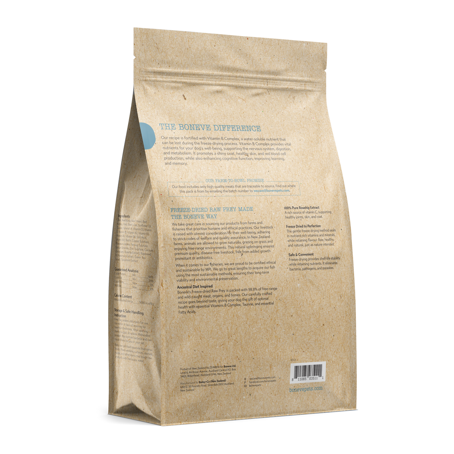 Boneve Freeze Dried Dog Food (Beef & Hoki)