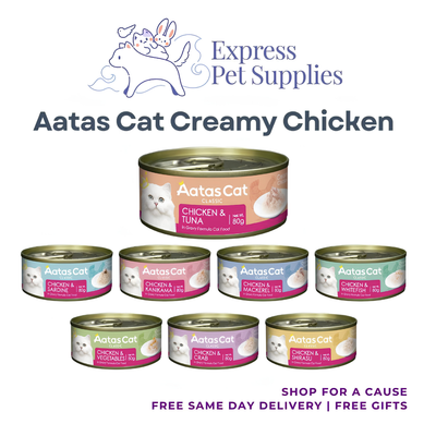 Aatas Cat Creamy Chicken / Tantalizing Tuna Cat Wet Canned Food 80g