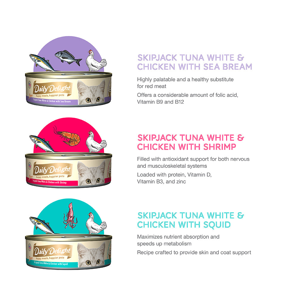 Daily Delight Pure Skipjack Tuna & Chicken Wet Cat Food 80g