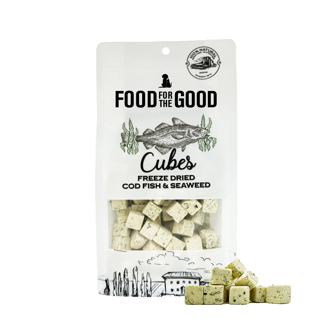 Food For The Good - Freeze Dried Codfish & Seaweed Cubes Cat & Dog Treats