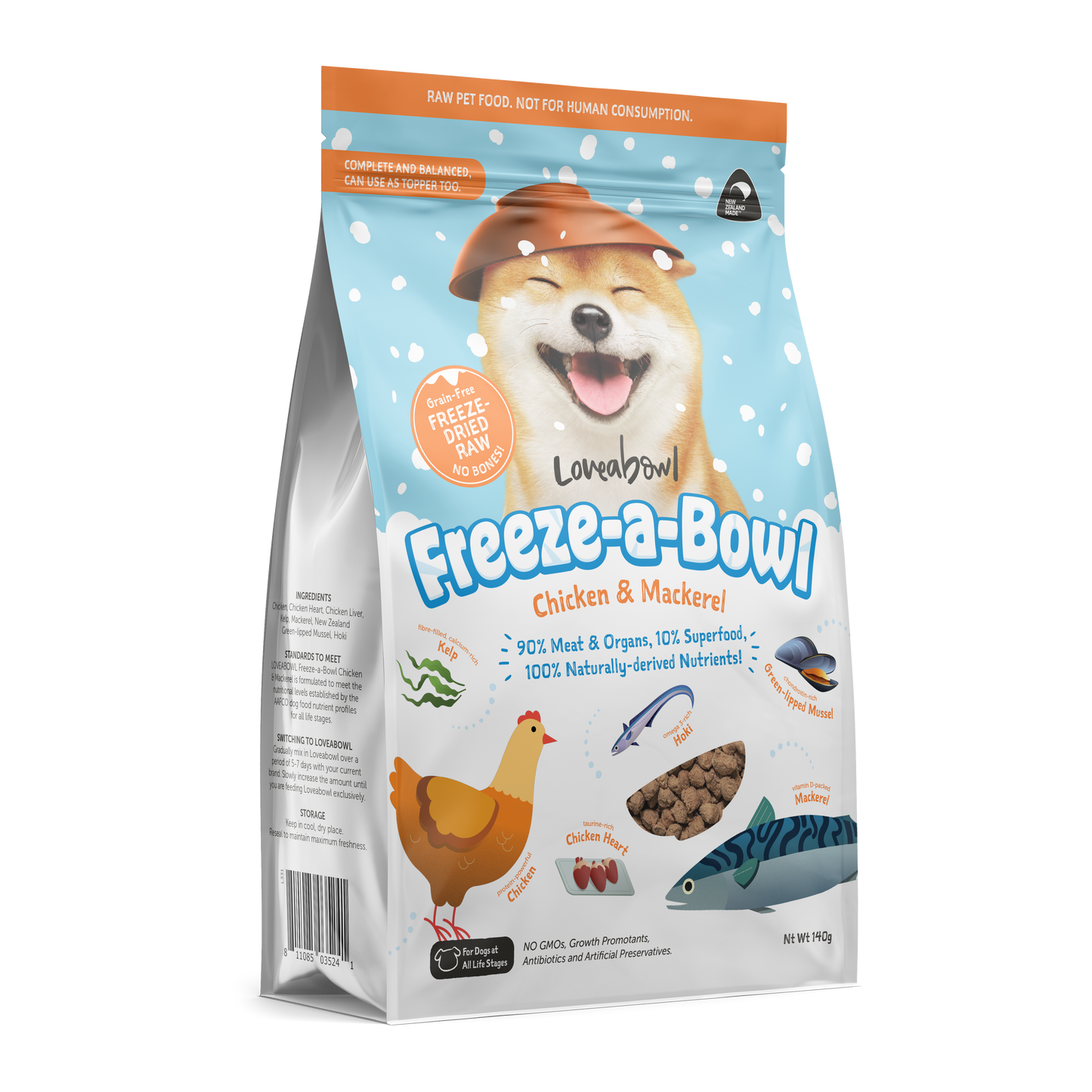 Loveabowl Freeze-a-Bowl Freeze Dried Dog Food (Chicken & Mackerel)