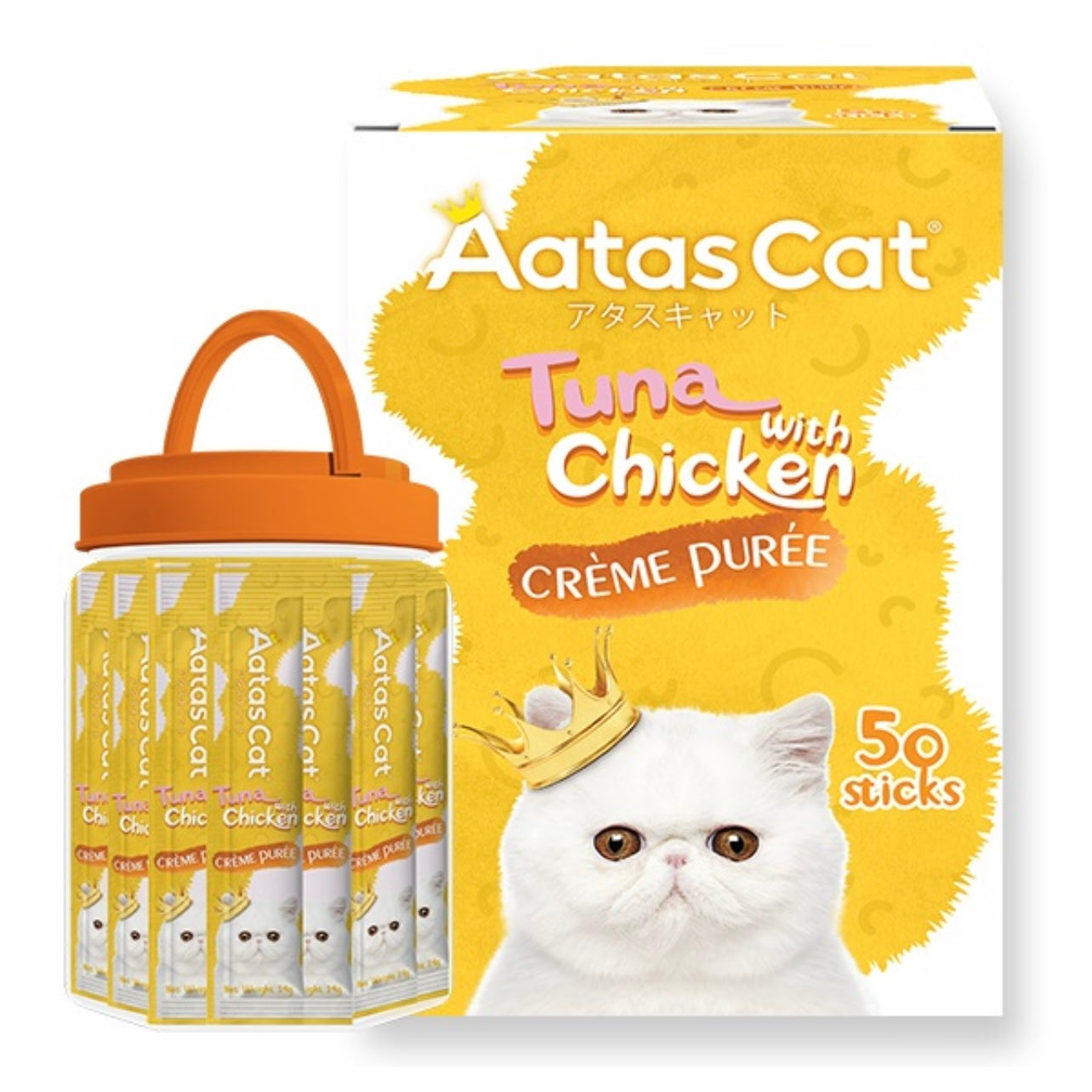 Aatas Cat Creme Puree Chicken Cat Treats 14g x 50 Sachets