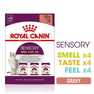 Royal Canin Feline Nutrition Sensory Pack Gravy Pouch Cat Wet Food 85g x12