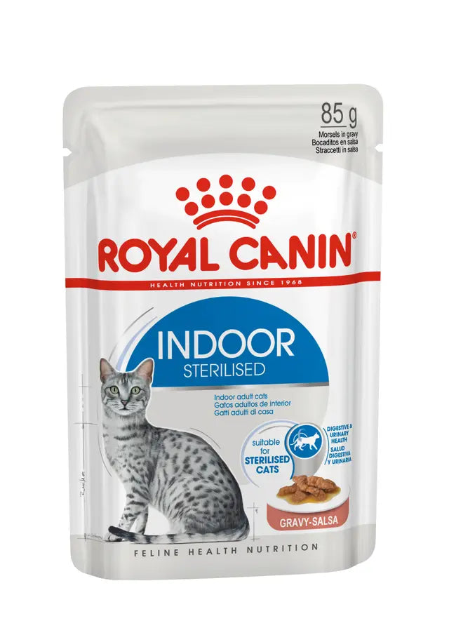 Royal Canin Feline Nutrition Indoor Sterilised Adult Pouch Cat Food 85g x 12