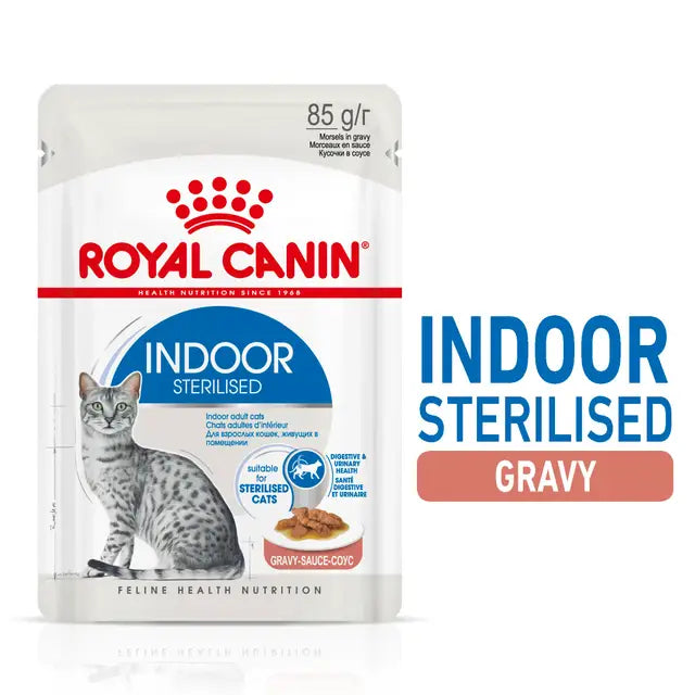 Royal Canin Feline Nutrition Indoor Sterilised Adult Pouch Cat Food 85g x 12