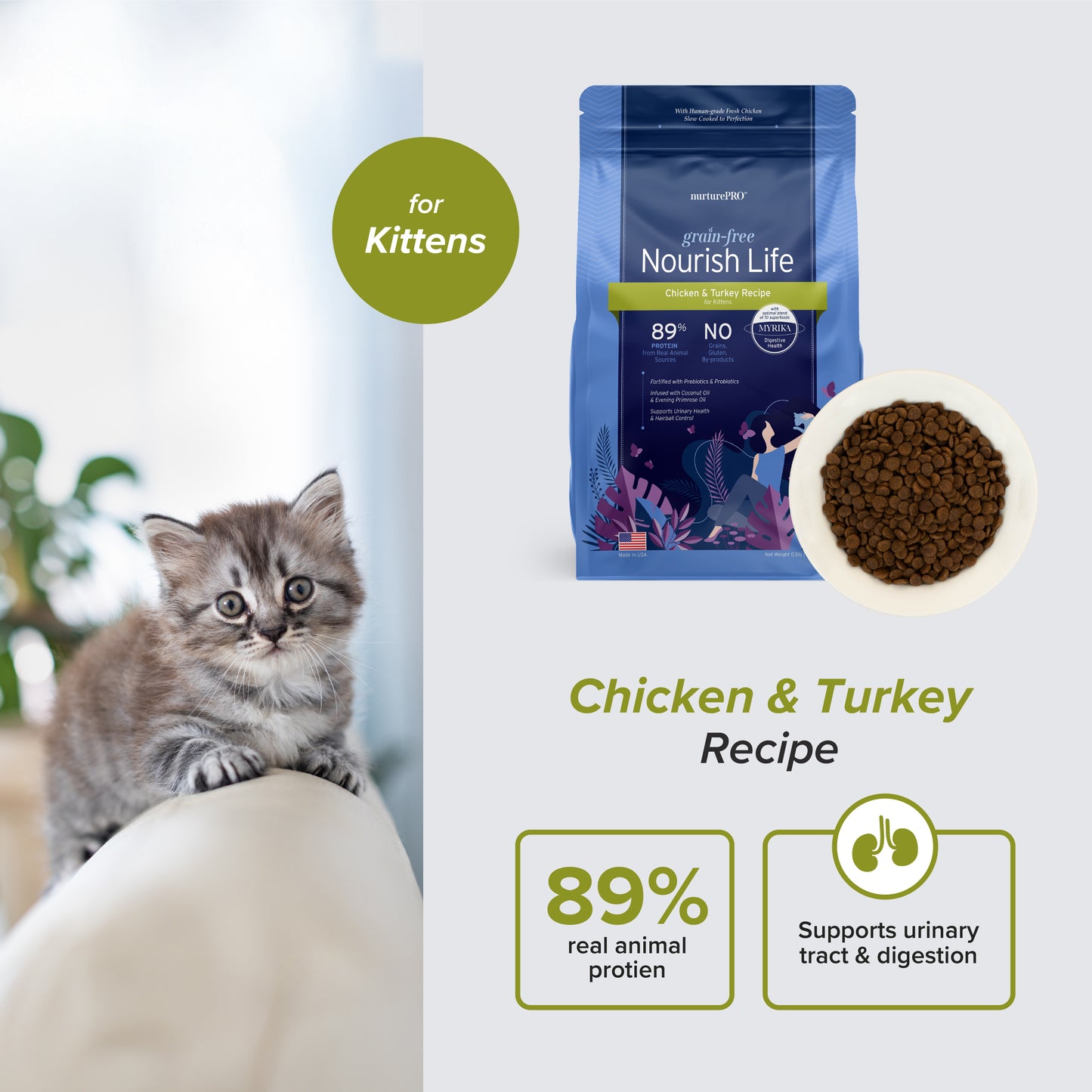 Nurture Pro Nourish Life Slow-cooked Grain-free Dry Cat Food, Kitten (Chicken &Turkey)