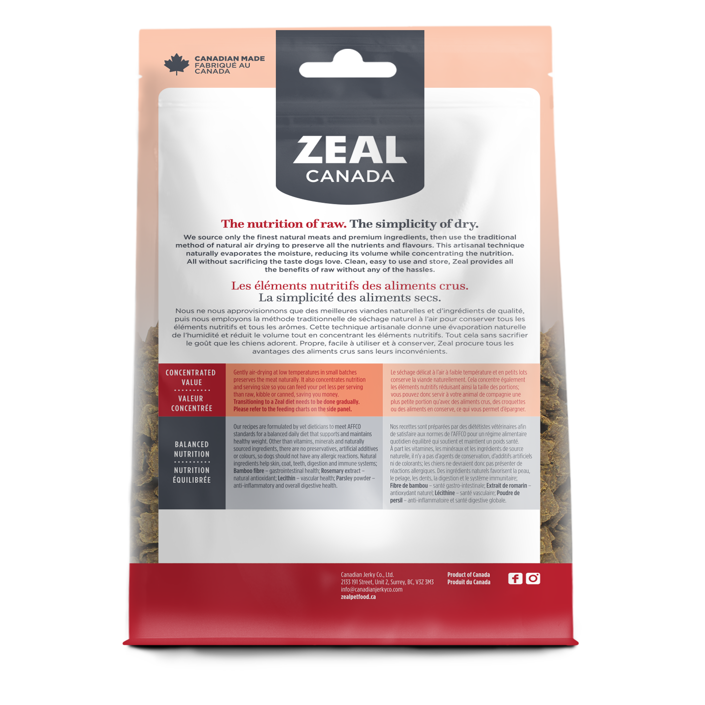 Zeal Canada Gently Air-Dried Recipe Dry Dog Food [Wt : 1lb/454 g]