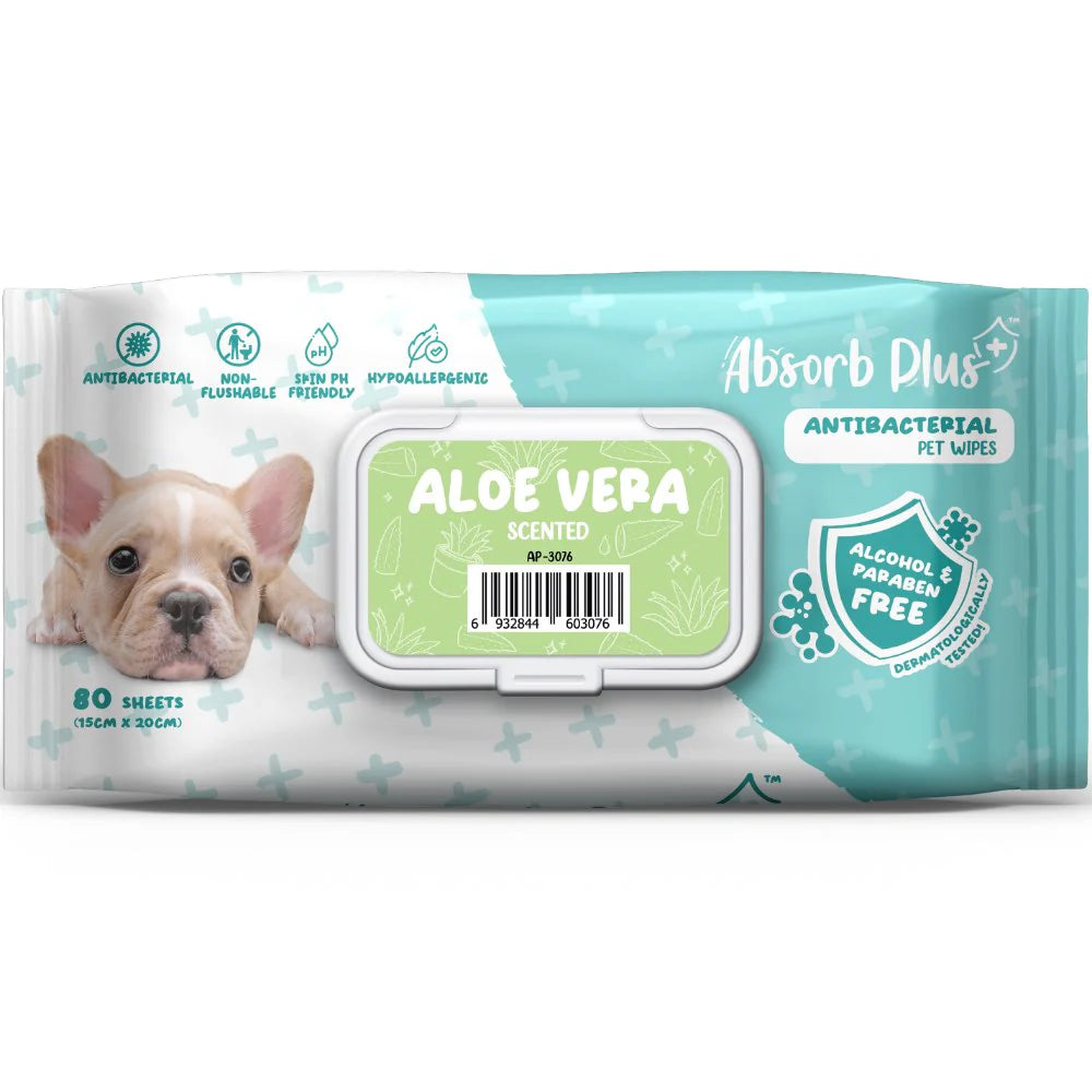 Absorb Plus Antibacterial Pet Wipes 80 sheets