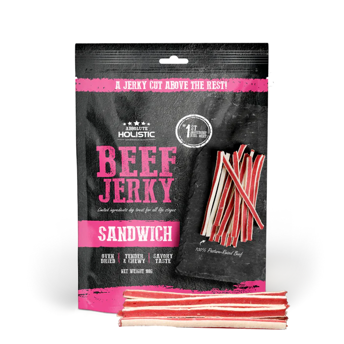 Absolute Holistic Beef Jerky Dog Treats 100g