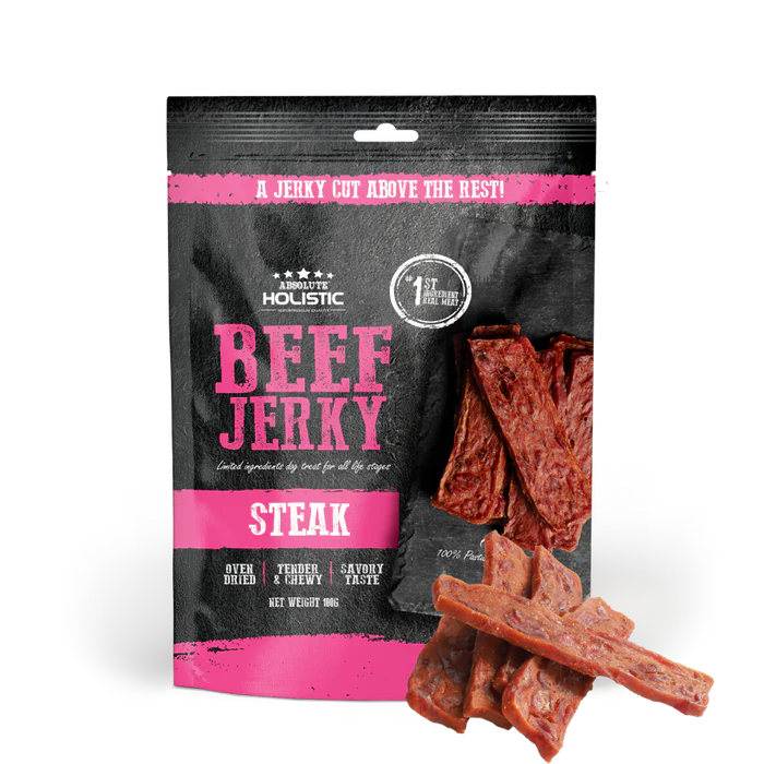 Absolute Holistic Beef Jerky Dog Treats 100g