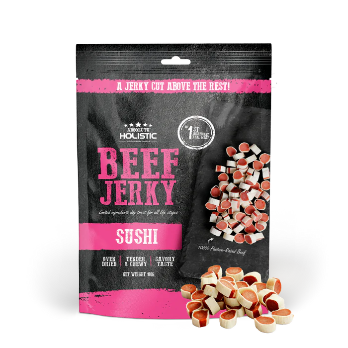 Absolute Holistic Beef Jerky Dog Treats 100g