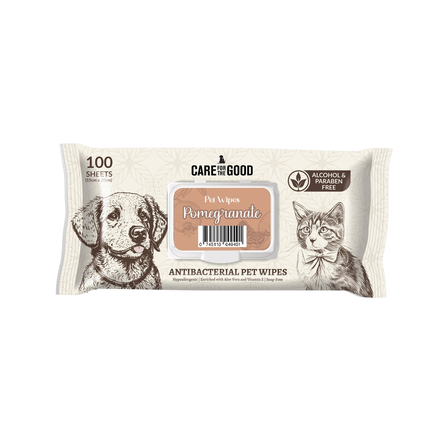 Care For The Good Antibacterial Pet Wipes - 100 pcs (7 variants)