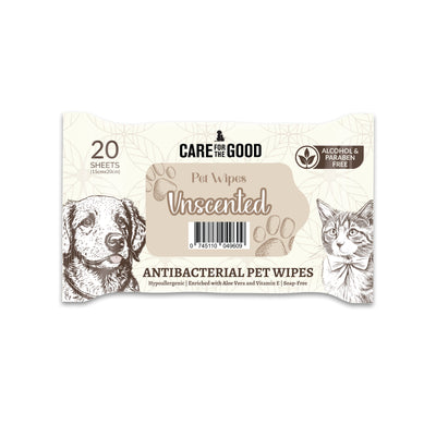 Care For The Good Antibacterial Pet Wipes - Unscented, 20 pcs
