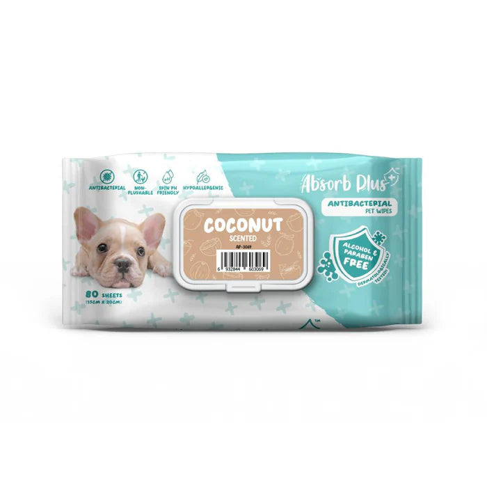 Absorb Plus Antibacterial Pet Wipes 80 sheets