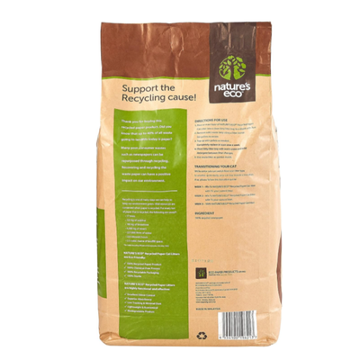 Nature's Eco Recycled Paper Cat Litter 30L