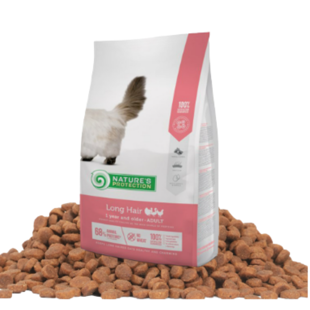 Nature's Protection Long Hair Adult Cat Dry Food - 2kg