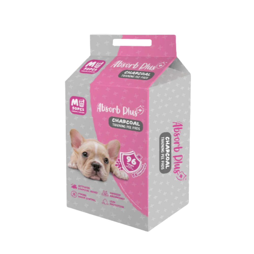 Absorb Plus Pee Pad Pet 100 Sheets | Antibacterial & Charcoal - (Small,Medium & Large)