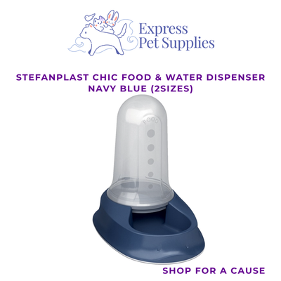 Stefanplast Chic Food & Water Dispenser Navy Blue (0.8L & 2L)