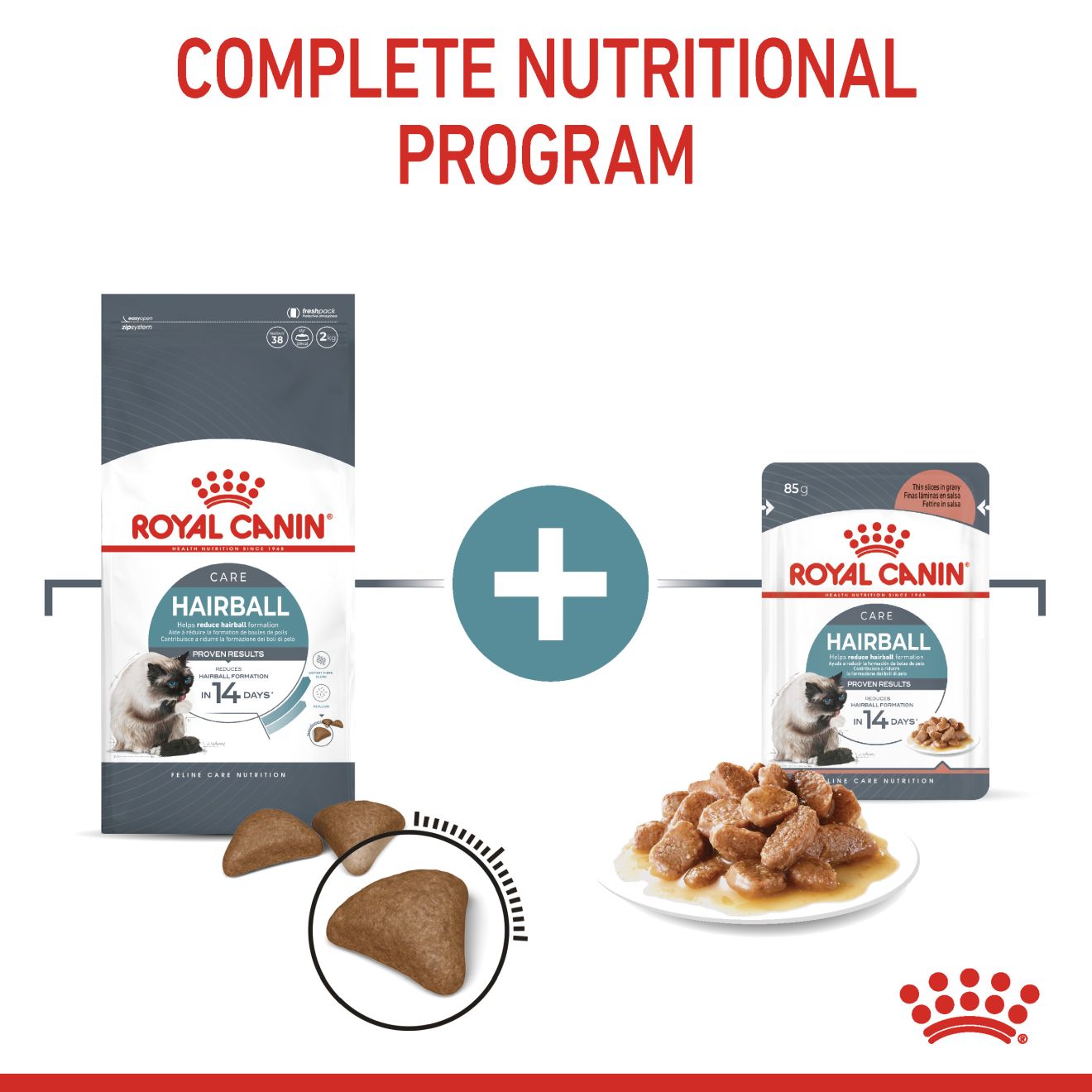 Royal Canin Feline Nutrition Hairball Adult Pouch Cat Food 85g x 12
