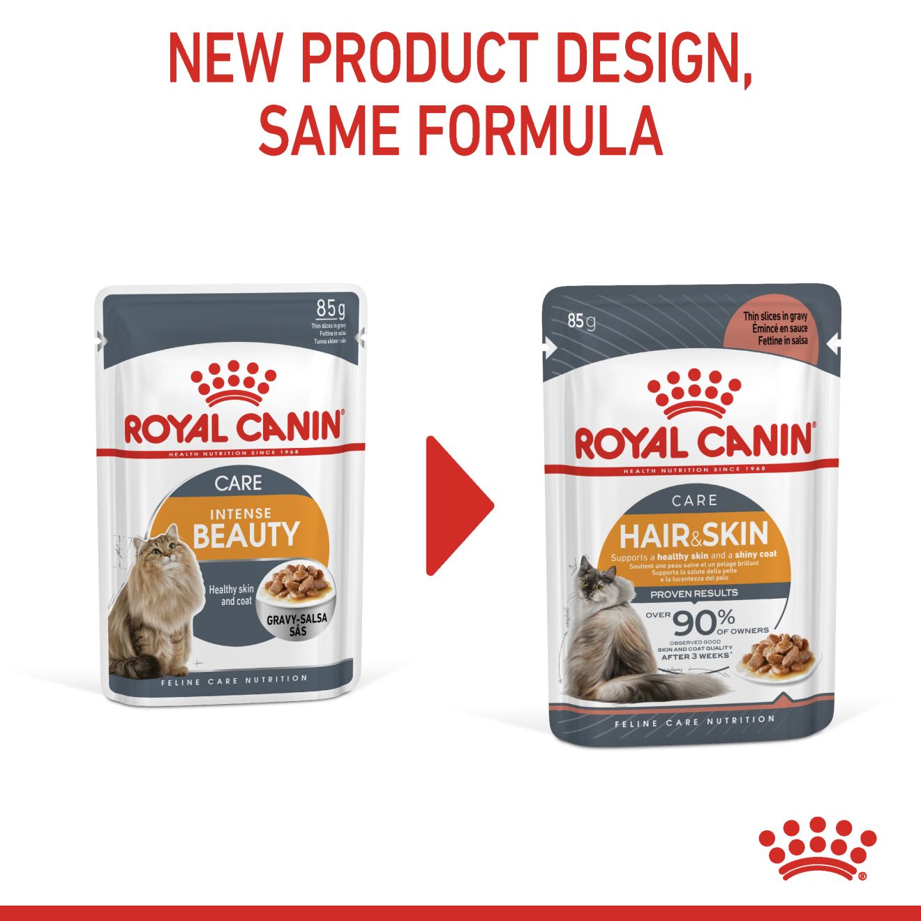 Royal Canin Feline Nutrition Hair & Skin Adult Pouch Cat Food 85g x12