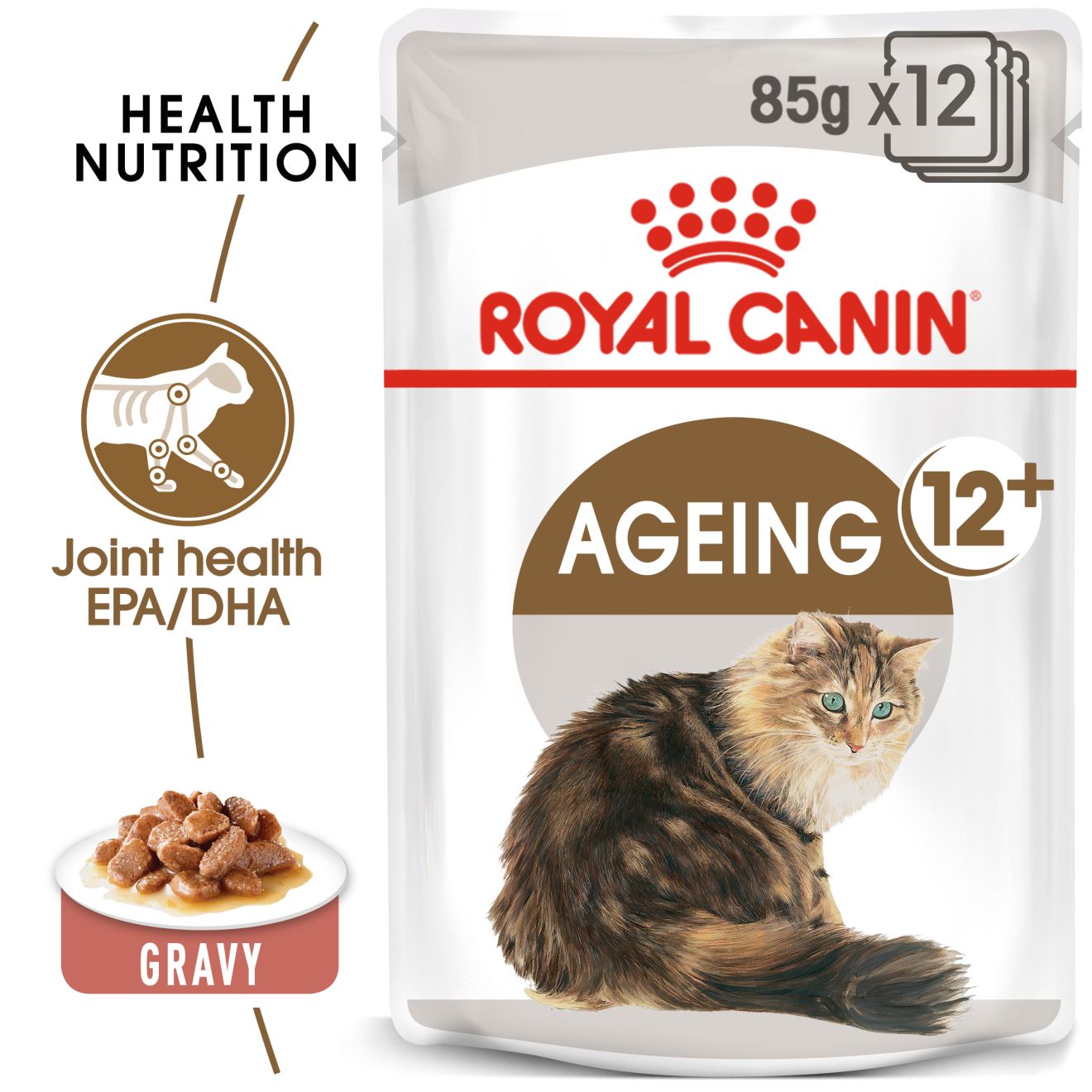 Royal Canin Feline Nutrition Ageing 12+ Senior Pouch Cat Food 85g x12