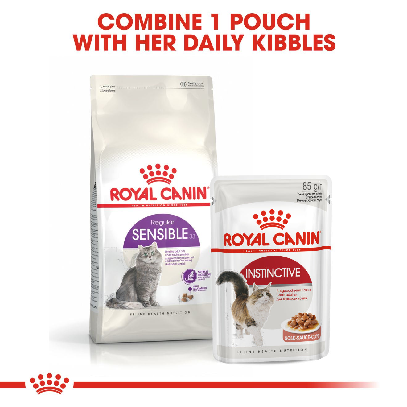 Royal Canin Feline Health Nutrition Sensible 33 Dry Cat Food 400g & 2kg