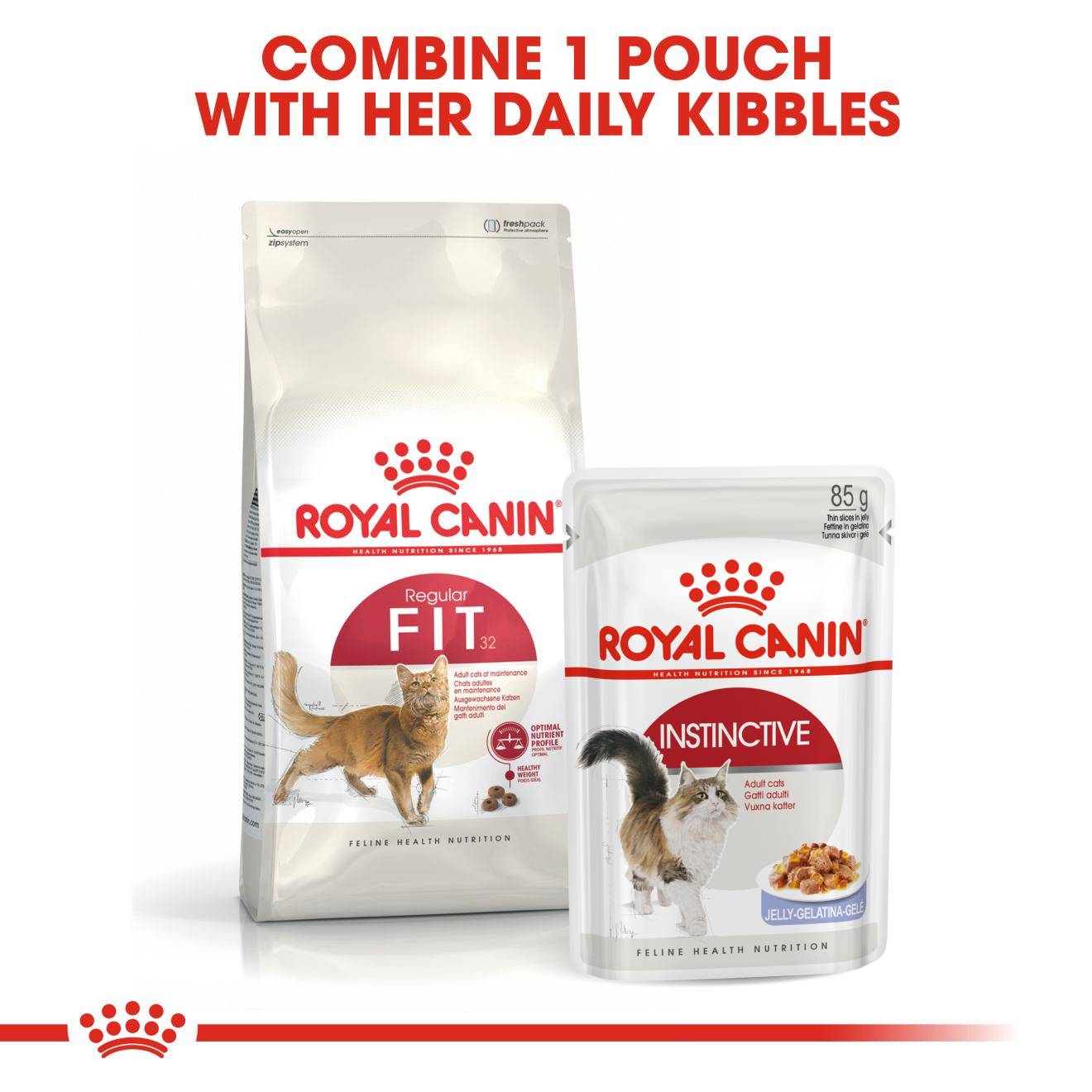 Royal Canin Feline Nutrition Instinctive Jelly Pouch Cat Wet Food 85g x12