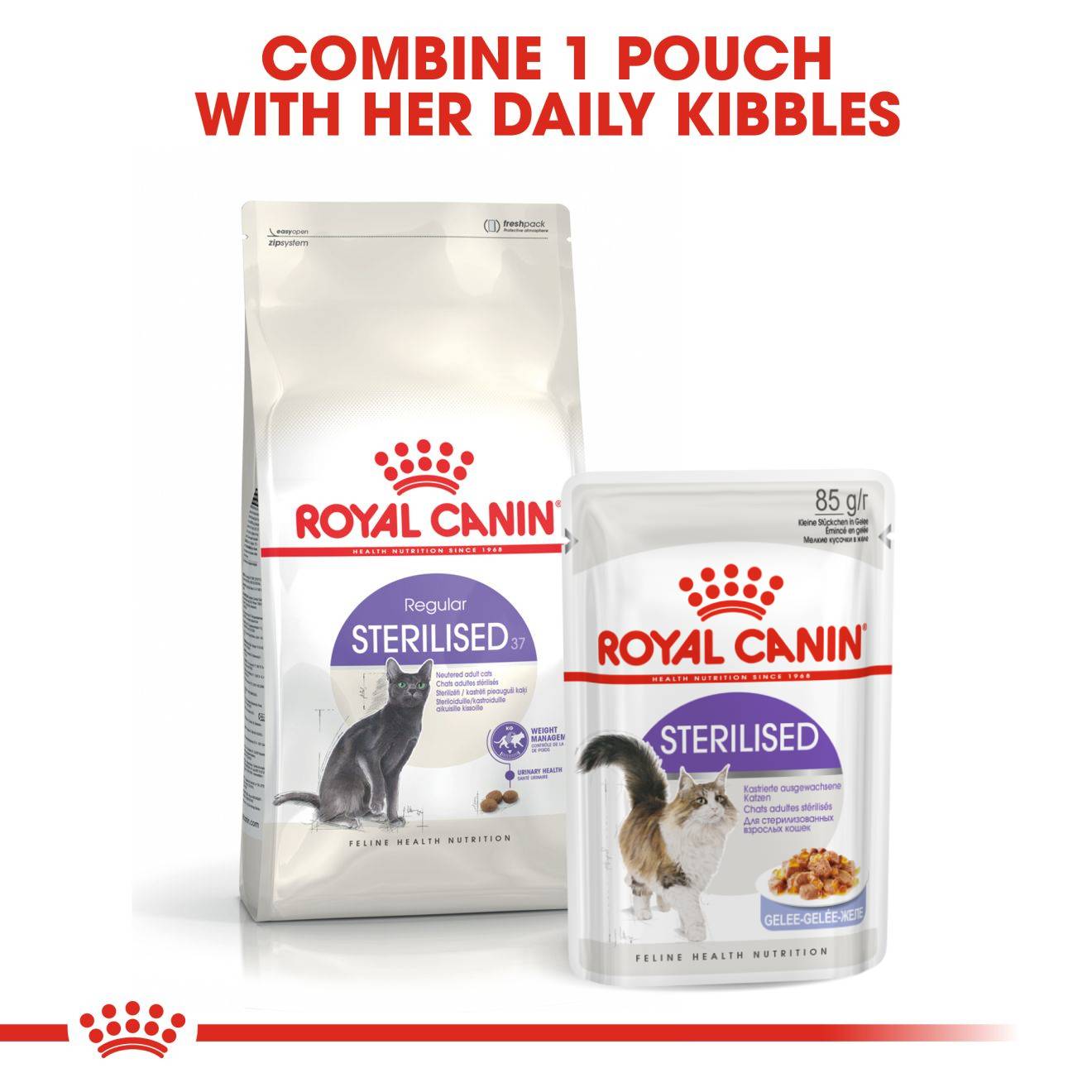 Royal Canin Feline Nutrition Sterilised in Jelly Pouch Cat Wet Food 85g x 12
