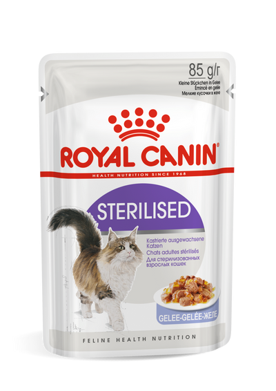 Royal Canin Feline Nutrition Sterilised in Jelly Pouch Cat Wet Food 85g x 12