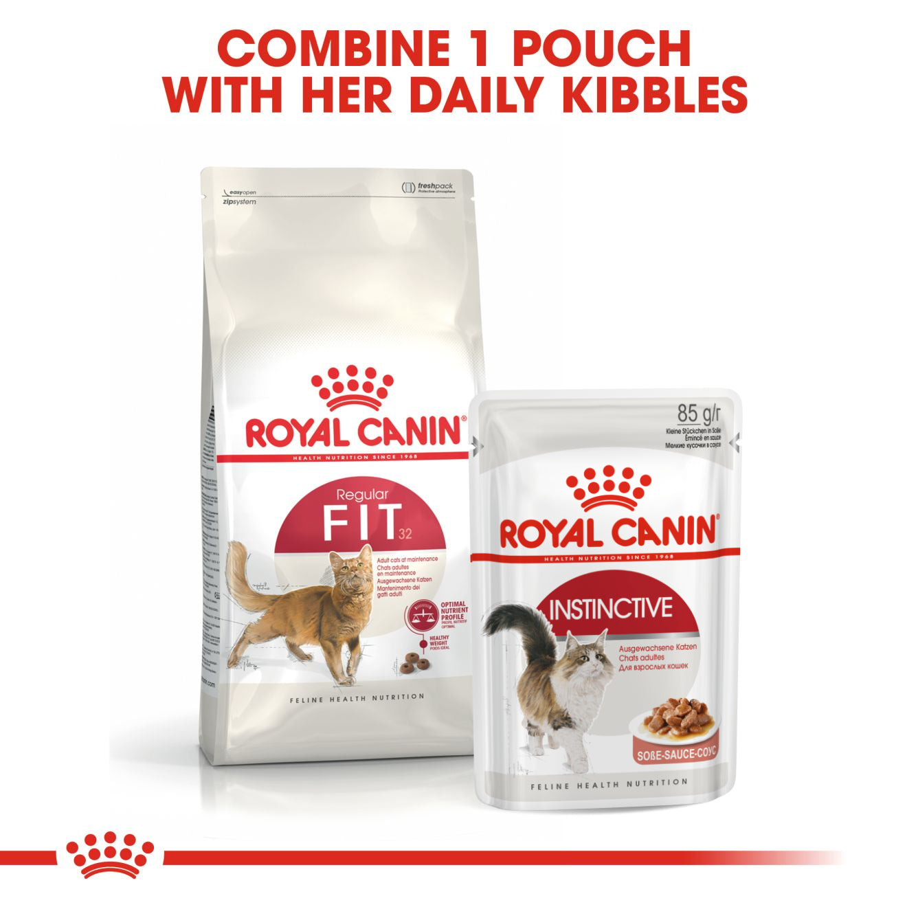 Royal Canin Feline Nutrition Instinctive Gravy Pouch Cat Wet Food 85g x12