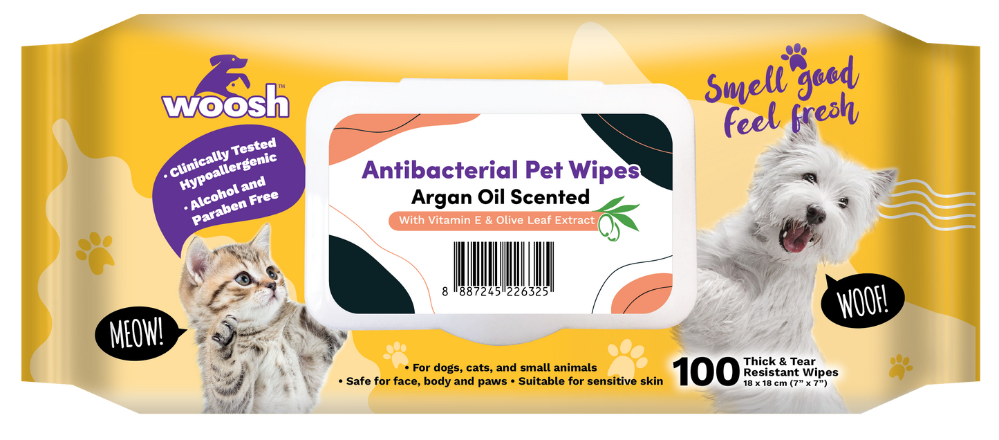Woosh Antibacterial Pet Wipes 100 Pcs