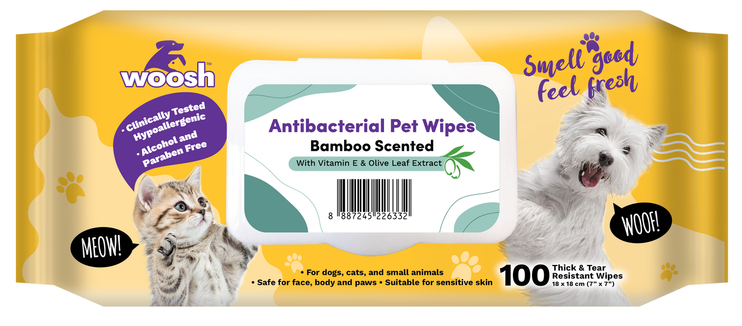 Woosh Antibacterial Pet Wipes 100 Pcs