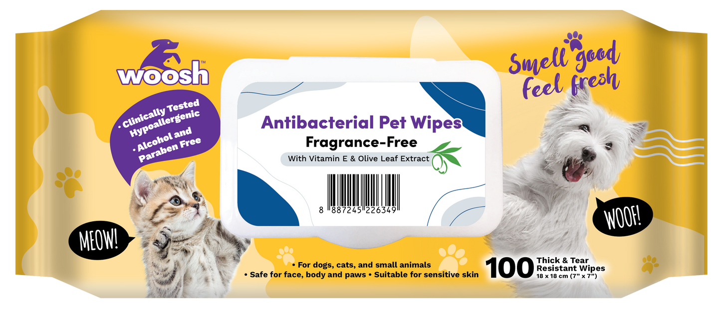 Woosh Antibacterial Pet Wipes 100 Pcs