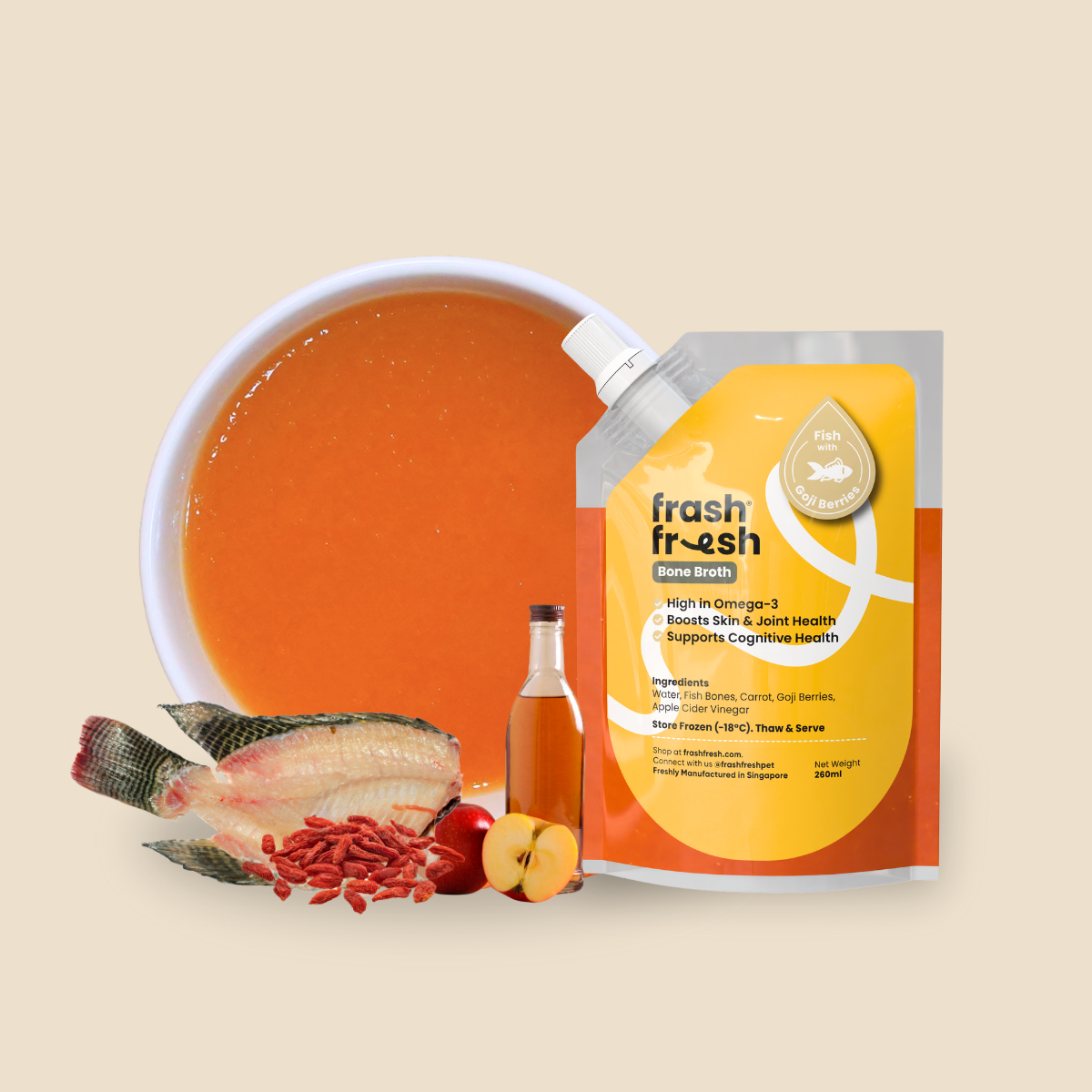 frashfresh Health Broth For Dogs & Cats (Fish with Goji Berries)