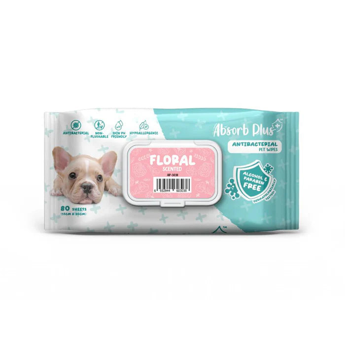 Absorb Plus Antibacterial Pet Wipes 80 sheets