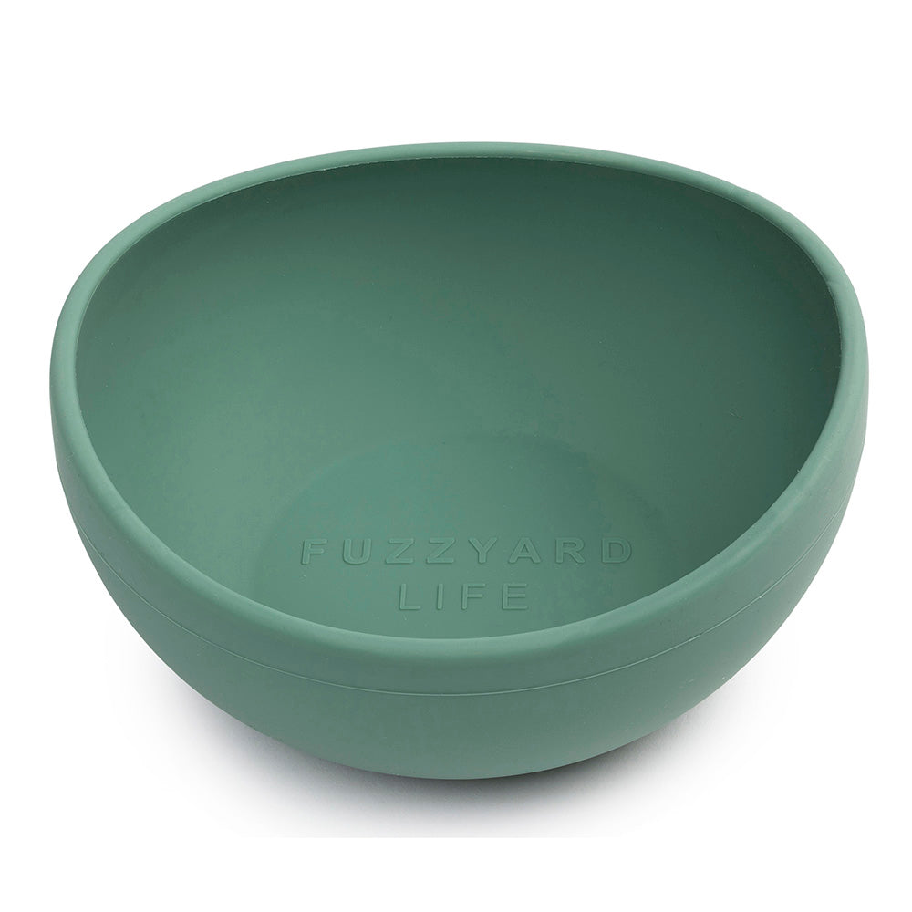 FuzzYard Life Silicone Dog Feeding Bowl - Myrtle Green [Size: Medium]
