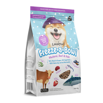 Loveabowl Freeze-a-Bowl Freeze Dried Dog Food (Mackerel, Beef & Hoki)