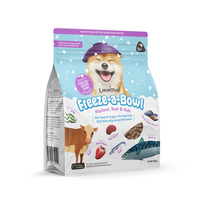 Loveabowl Freeze-a-Bowl Freeze Dried Dog Food (Mackerel, Beef & Hoki)