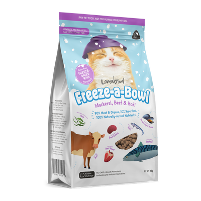 Loveabowl Freeze-a-Bowl Freeze Dried Cat Food (Mackerel, Beef & Hoki)