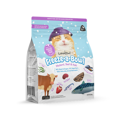 Loveabowl Freeze-a-Bowl Freeze Dried Cat Food (Mackerel, Beef & Hoki)