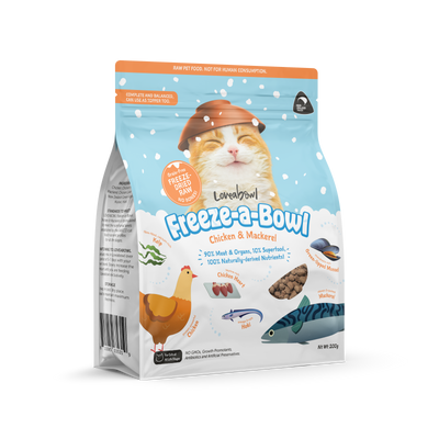 Loveabowl Freeze-a-Bowl Freeze Dried Cat Food (Chicken & Mackerel)