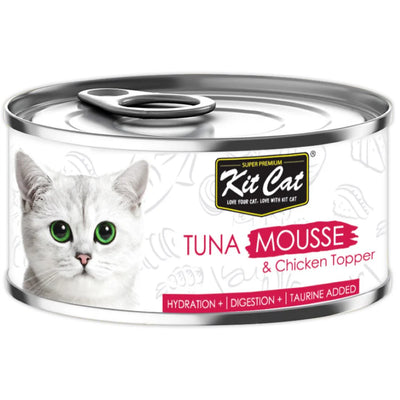 Kit Cat Mousse & Topper Grain-Free Canned Cat  Wet Food 80g x 24pcs