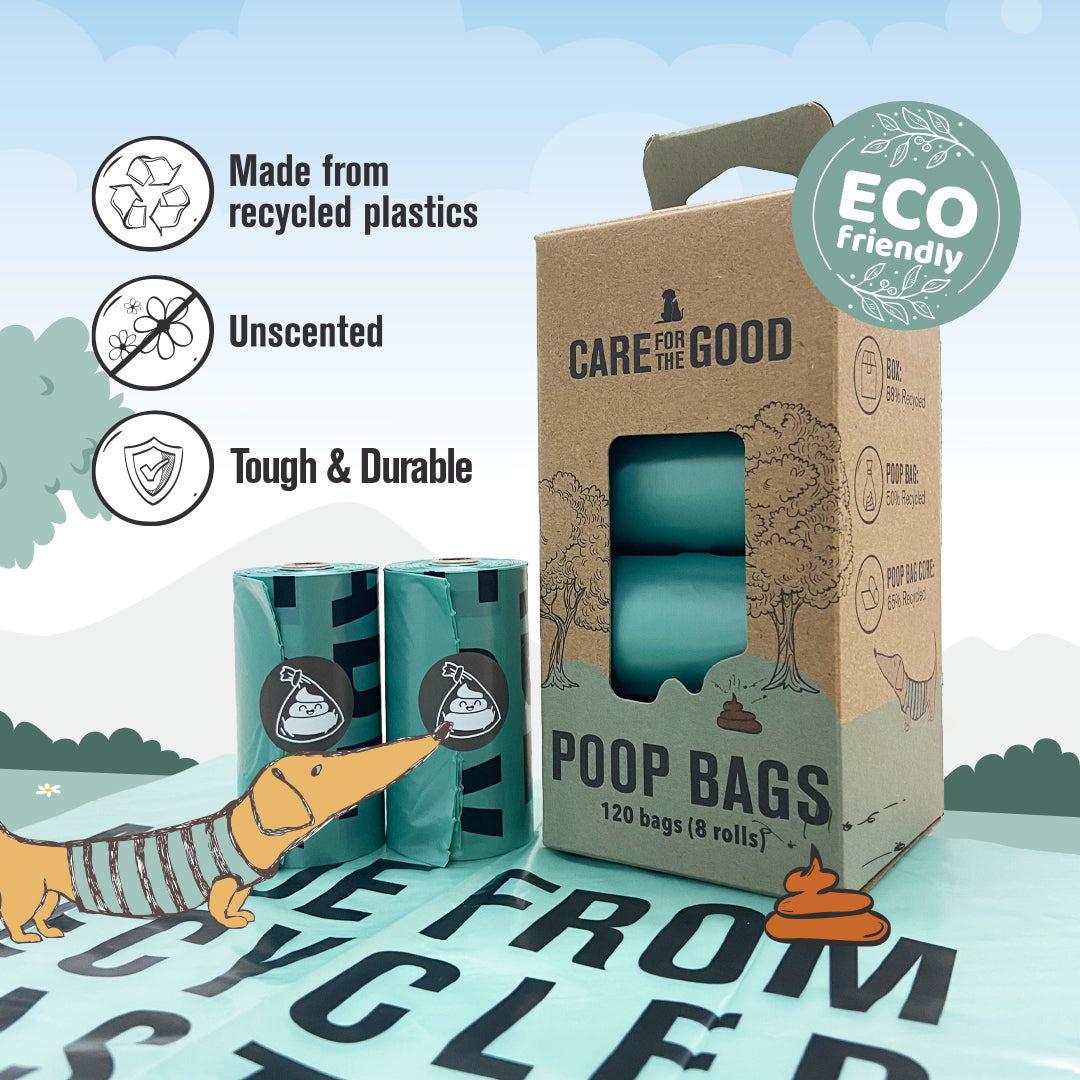 💩 SALE $2+ OFF: Care For The Good Dog Poop Bags 120pcs x 8 rolls – Strong, Eco-Friendly Must-Have 🐶