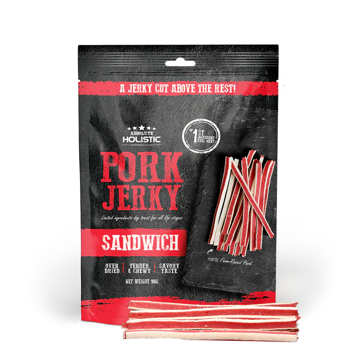 Absolute Holistic Pork Jerky Dog Treats 100g