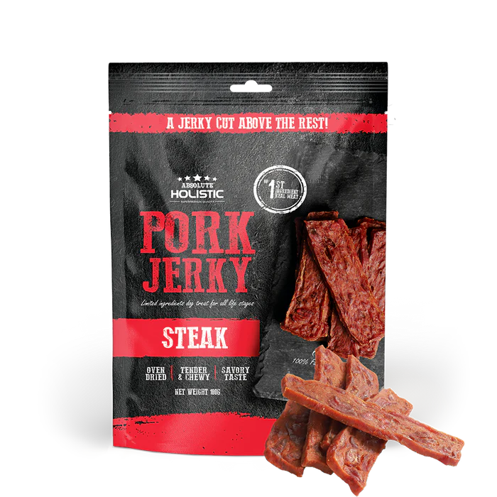 Absolute Holistic Pork Jerky Dog Treats 100g