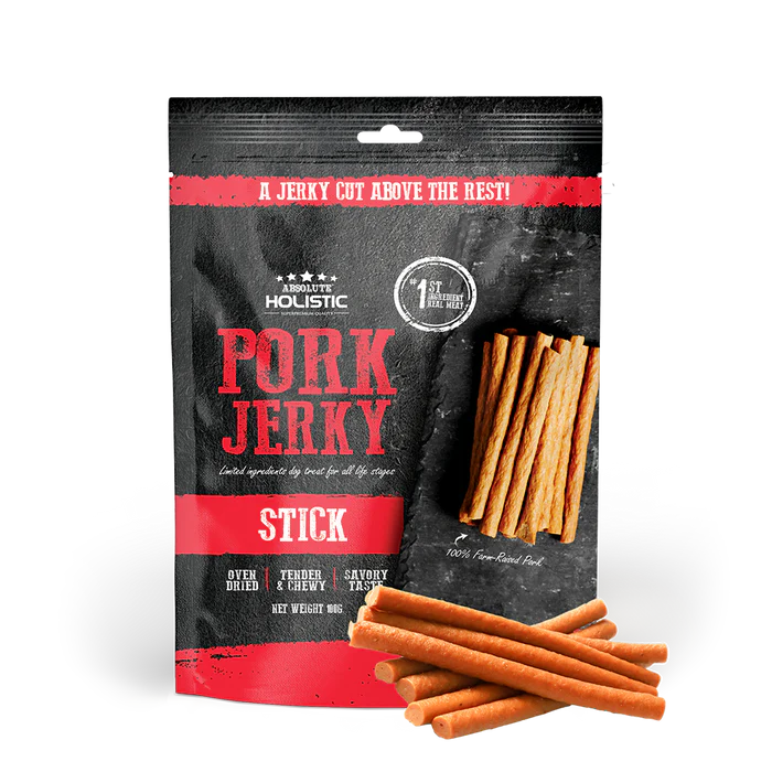 Absolute Holistic Pork Jerky Dog Treats 100g