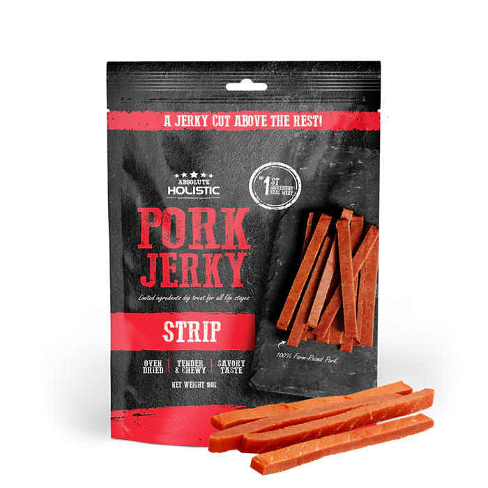 Absolute Holistic Pork Jerky Dog Treats 100g