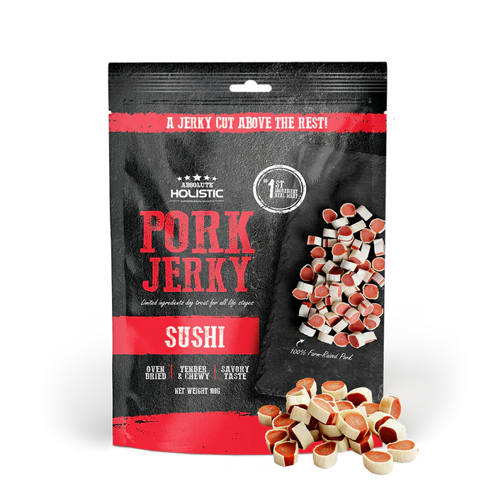 Absolute Holistic Pork Jerky Dog Treats 100g