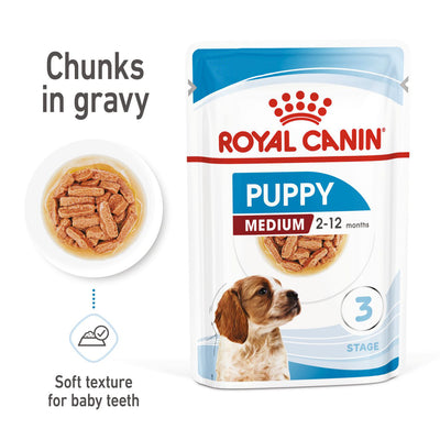Royal Canin Medium Puppy Pouch Wet Dog Food 140g x 10