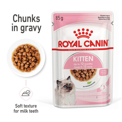 Royal Canin Feline Nutrition Kitten Gravy Pouch Cat Food 85g x 12